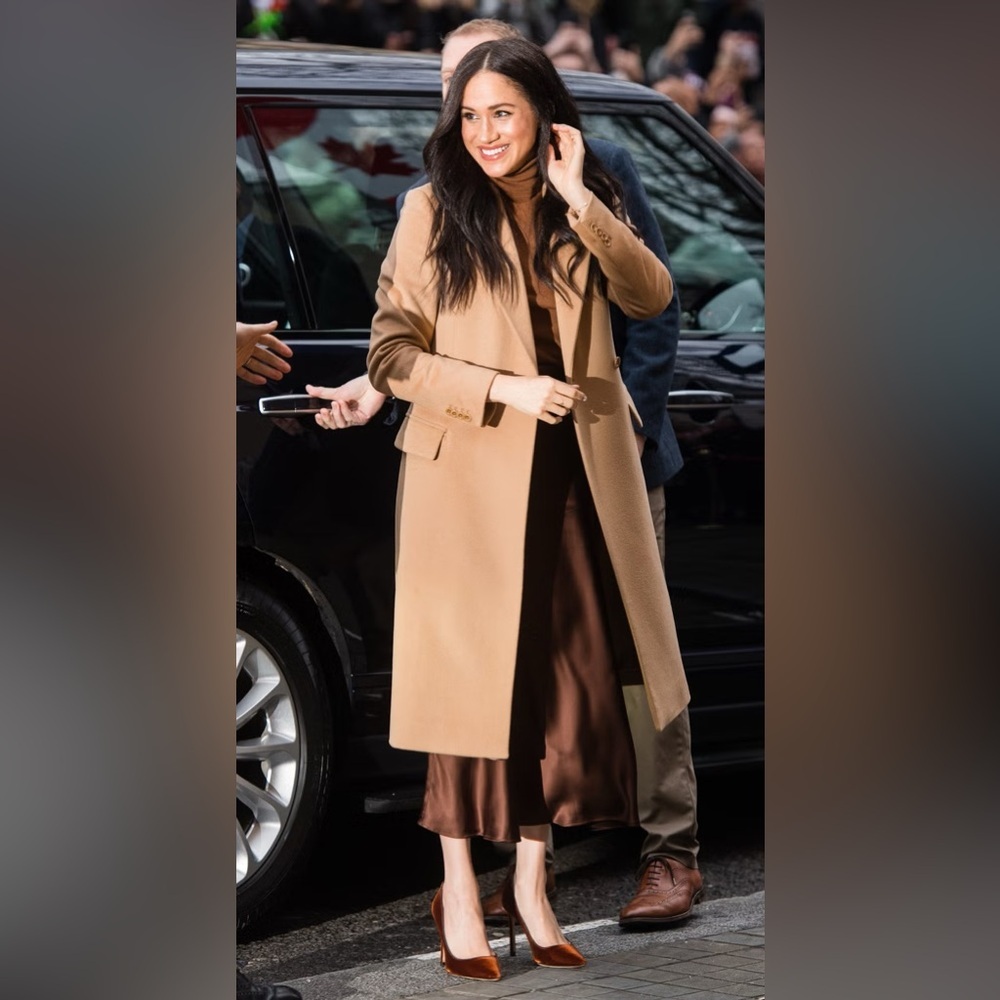 Reiss 'Sabel' Camel Slim Wool Coat Size Us 8 $645 Aso Meghan Markle